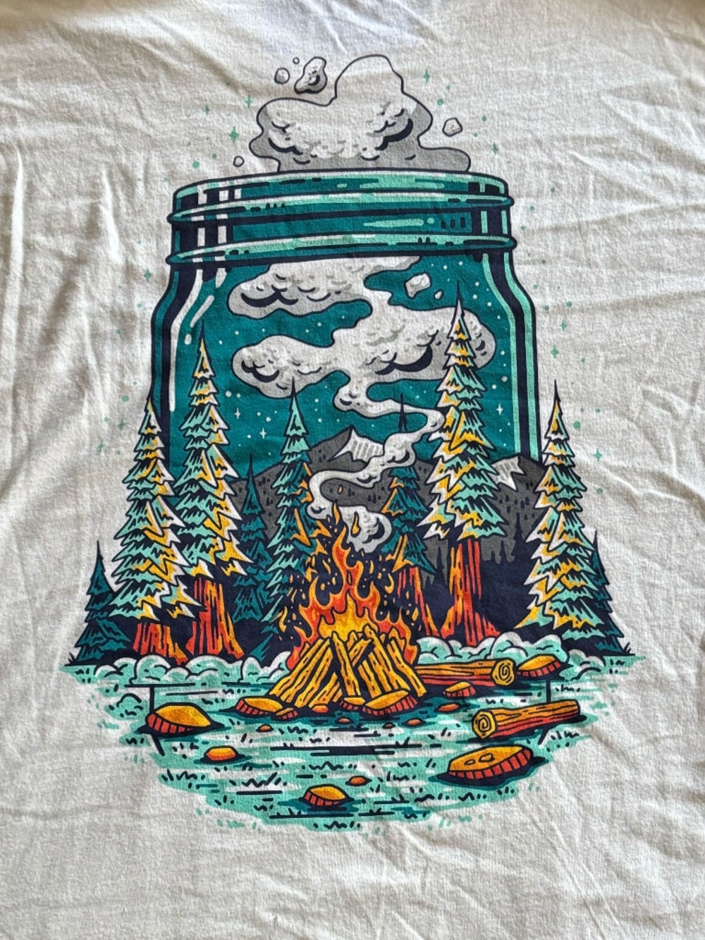 Into The AM Campfire Mason Jar Graphic Tee Nature Outdoor Shirt